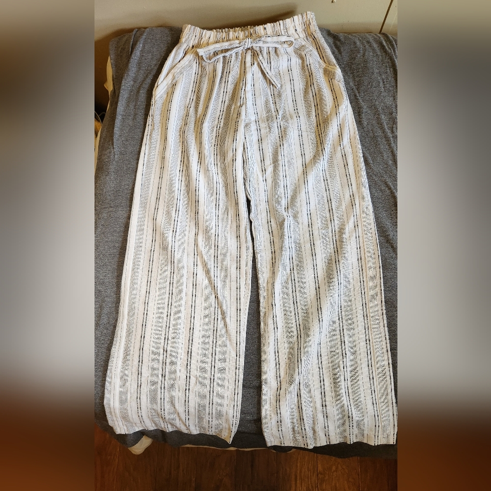 Sienna Sky Womens Size Medium Black And White Striped Boho Pants